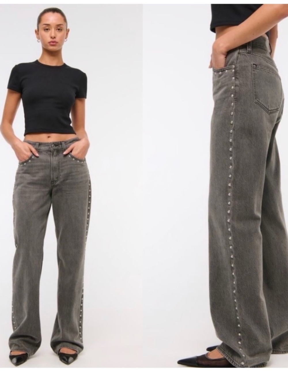 Abercrombie‎ and Fitch High Rise Loose Studded Jeans